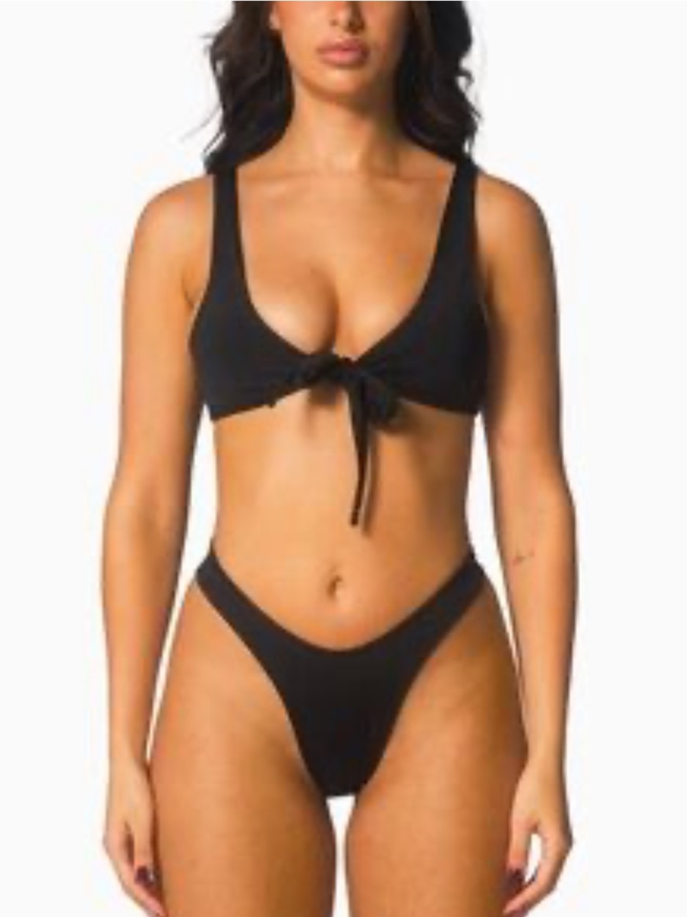 437 Kenzie Tie-Front Bikini Set in Black